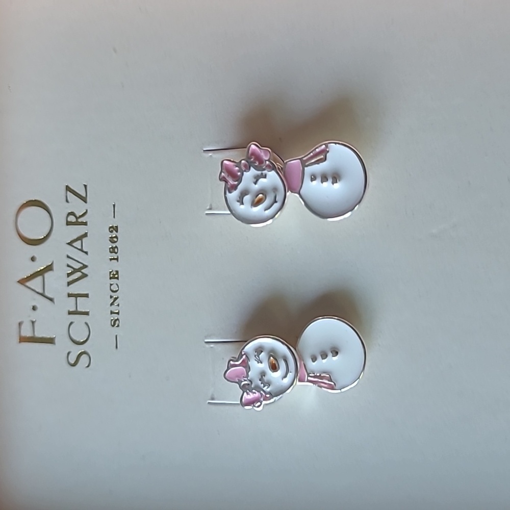 FAO SCHWARTZ Gift Box Snowman Earrings